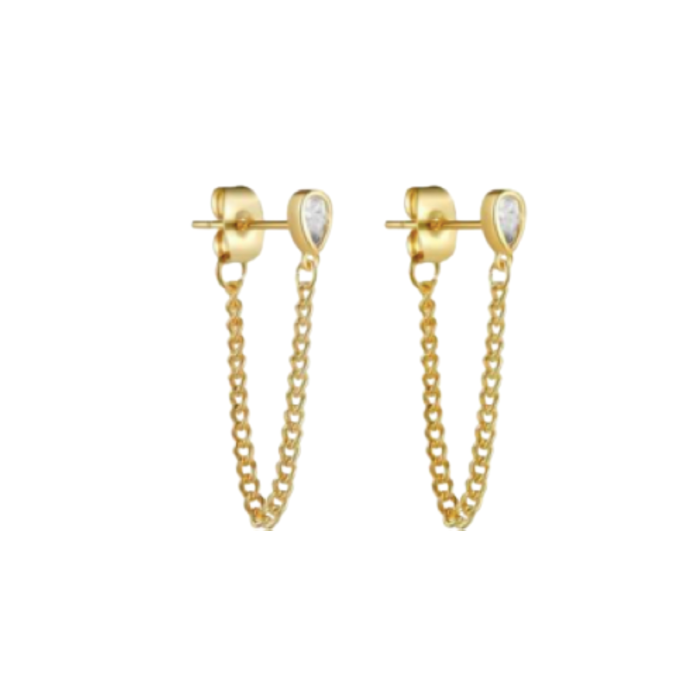 DIAMOND PEAR Chain Drop Earrings
