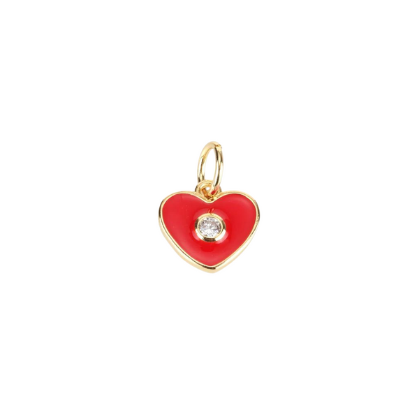 Diamond Heart Charm, Red