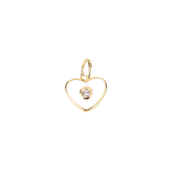 Diamond Heart Charm, White