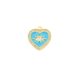 Enamel Heart Charm, Blue
