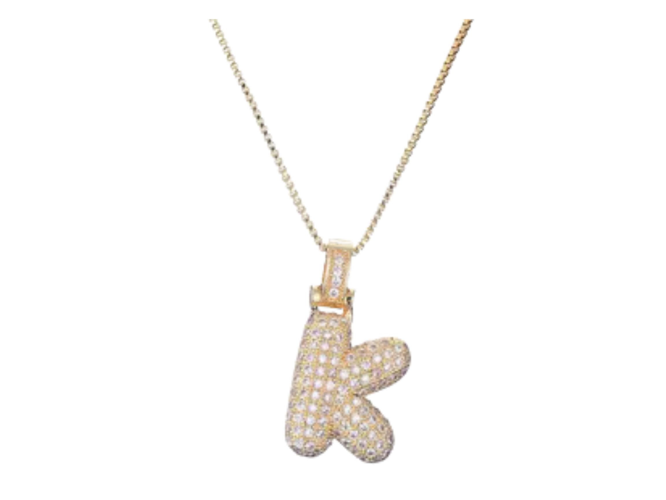 14kt gold grande diamond bubble initial necklace on ball chain | Luna Skye