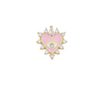 Enamel Diamond Burst Heart Charm, Pink
