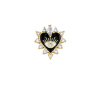 Enamel Diamond Burst Heart Charm, Black
