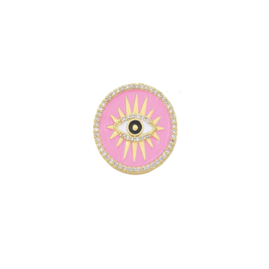 Enamel Eye Coin Charm, Pink